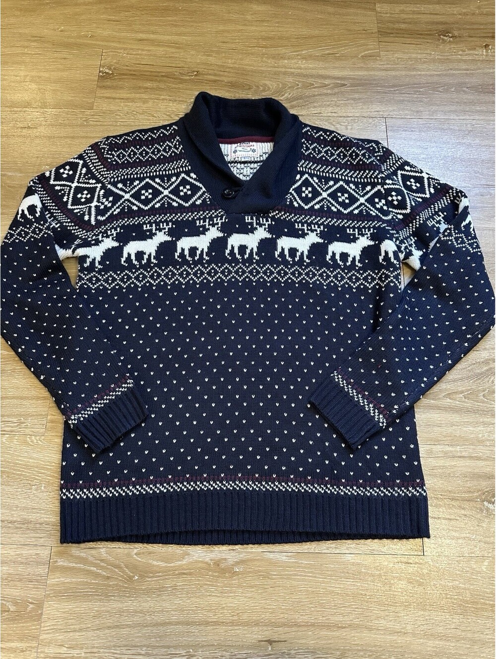 Daisys Boutique Sweater Mens L Blue Merry Christmas Cute Winter Sweater Large